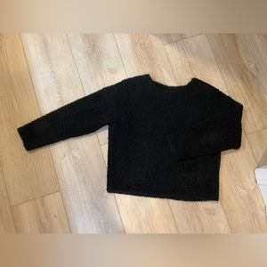 Black Sherpa crew neck boxy sweater